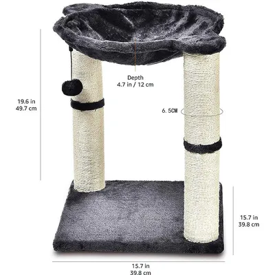 Arbre à chat en forme de tour avec abri, lit hamac et griffoir