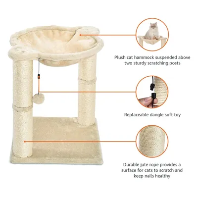 Arbre à chat en forme de tour avec abri, lit hamac et griffoir
