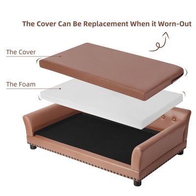 BINGOPAW Canapé en cuir pour chien Lit Surélevé