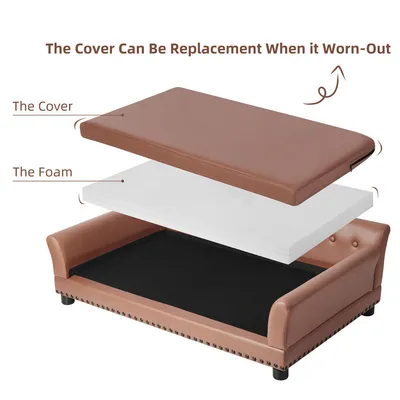 BINGOPAW Canapé en cuir pour chien Lit Surélevé