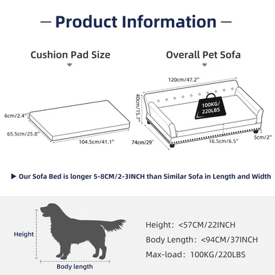 BINGOPAW Canapé pour Chien Grande Taille Lit Surélevé BINGOPAW Canapé pour Chien Grande Taille Lit Surélevé