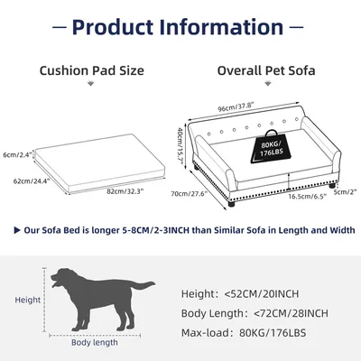 BINGOPAW Canapé pour Chien Grande Taille Lit Surélevé BINGOPAW Canapé pour Chien Grande Taille Lit Surélevé