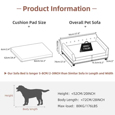 BINGOPAW Canapé pour Chien en Ciur Lit Surélevé