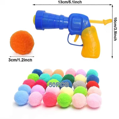 MCBOSON Pistolet jouet interactif pour chat  + 50 balles colorées