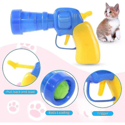 MCBOSON Pistolet jouet interactif pour chat  + 50 balles colorées