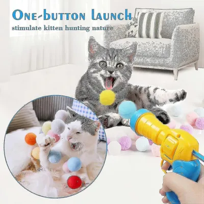 MCBOSON Pistolet jouet interactif pour chat  + 50 balles colorées