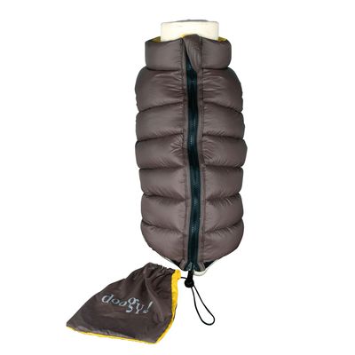 DOOGY GLAM Doudoune Réversible Jaune et Marron Taille 20