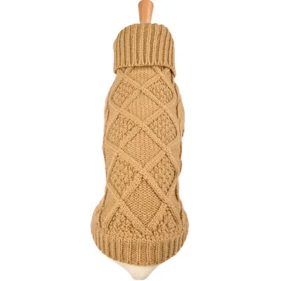 DOOGY CLASSIC Pull fantaisie pour chien Beige Torsadé
