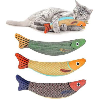 MCBOSON Jouet pour chat à l'herbe à chat 3 pièces Trois poissons