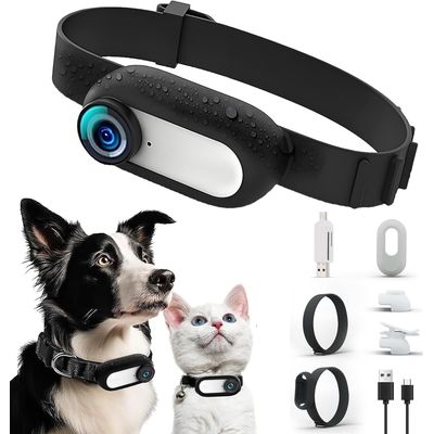 MCBOSON Collier de caméra HD 1080p pour chat et chien 1 article