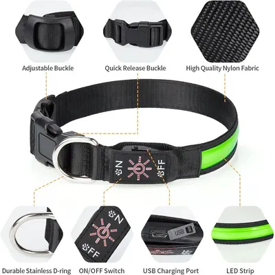 MCBOSON Wiederaufladbares LED-Hundehalsband, Leuchthalsband