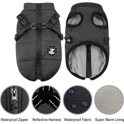 MCBOSON Abrigo impermeable de invierno para perros con arnés.
