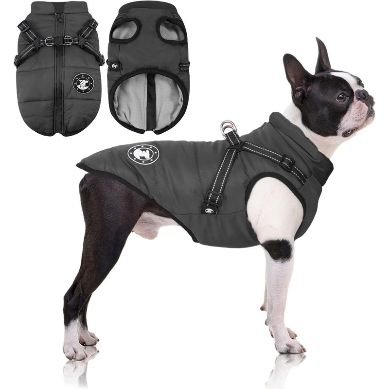 MCBOSON Wasserdichter Winterhundemantel mit Geschirr