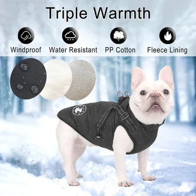 MCBOSON Wasserdichter Winterhundemantel mit Geschirr
