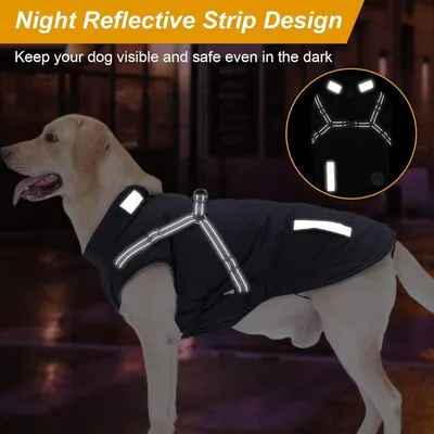 MCBOSON Wintermantel mit integriertem Geschirr, reflektierende Hundejacke