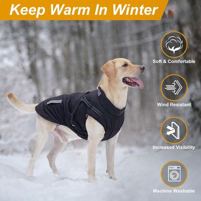 MCBOSON Abrigo de invierno con arnés integrado, chaqueta reflectante perros