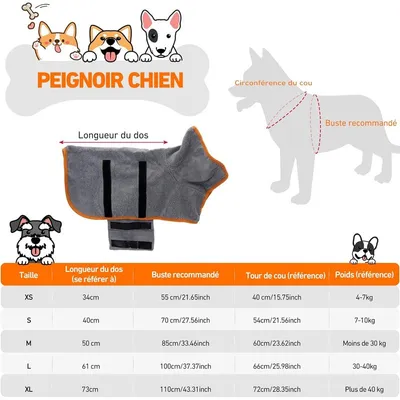 MCBOSON Saugfähiger Mikrofaser-Hundebademantel, Handtuch für Hunde
