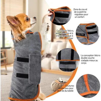 MCBOSON Peignoir Chien Microfibre Absorbant, Serviette pour Chiens Moyens