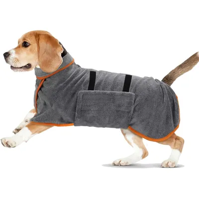 MCBOSON Saugfähiger Mikrofaser-Hundebademantel, Handtuch für Hunde