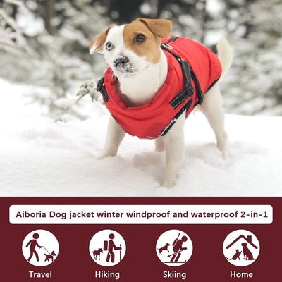2-in-1 wasserdichter Wintermantel für Hunde mit Geschirr