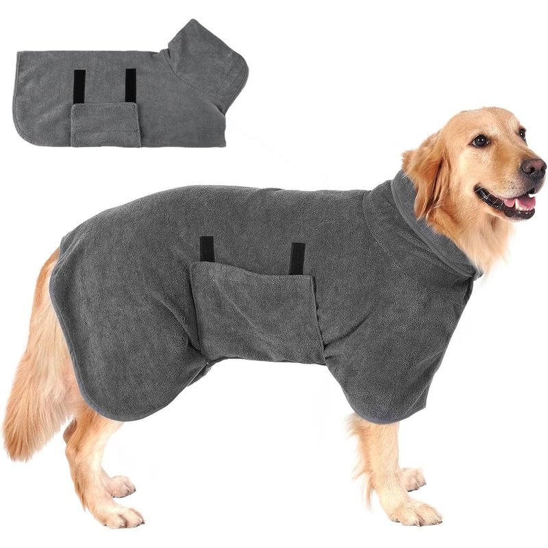 MCBOSON Peignoir Chien Microfibre, Serviette Absorbante Séchage Rapide