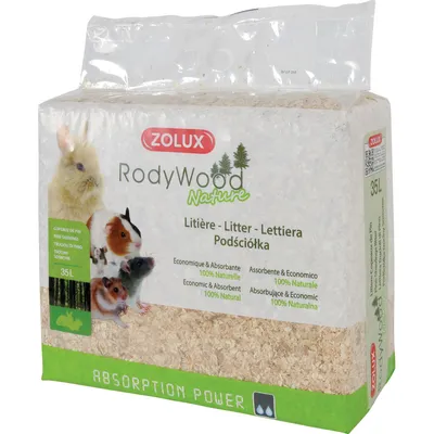 Litière rodywood nature 35 litres pour rongeur poids 1.862 kg.