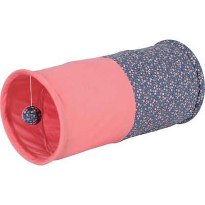 Tunnel bruissant tissu fleur, ø 23 x 50 cm, pour chat