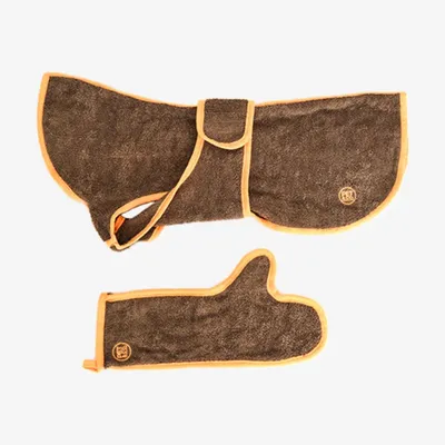 Pet and Co Chien Ensemble de spa manteau de bain et gants Wrappy