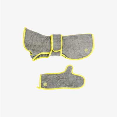 Pet and Co Chien Ensemble de spa manteau de bain et gants Wrappy