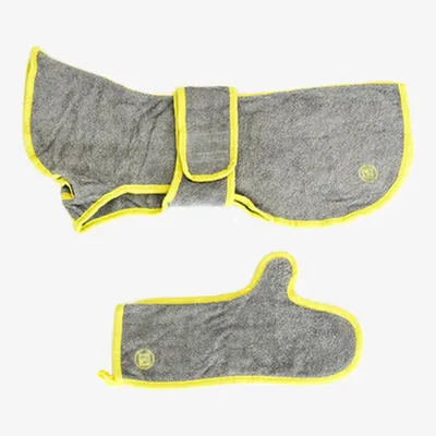 Pet and Co Chien Ensemble de spa manteau de bain et gants Wrappy