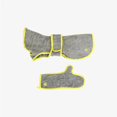 Pet and Co Chien Ensemble de spa manteau de bain et gants Wrappy