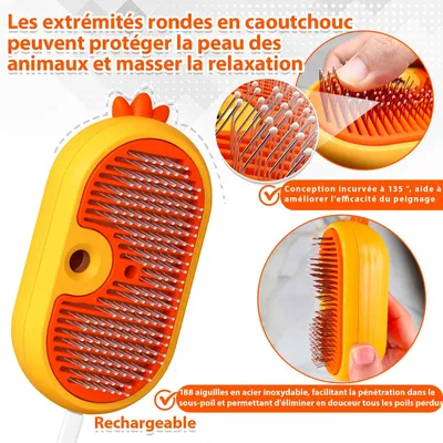 MCBOSON Brosse autonettoyante à vapeur pour chat et chien