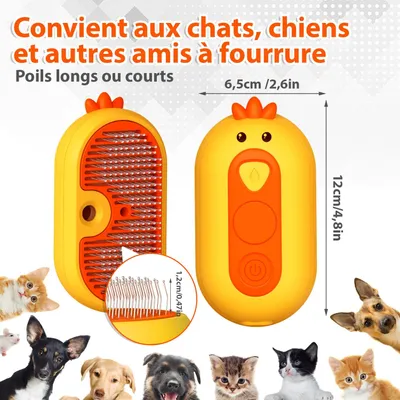 MCBOSON Brosse autonettoyante à vapeur pour chat et chien
