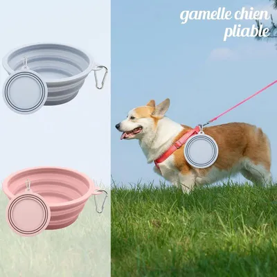 MCBOSON 2 Pièces Silicone Gamelle Pliable pour Chien MCBOSON 2 Pièces Silicone Gamelle Pliable pour Chien