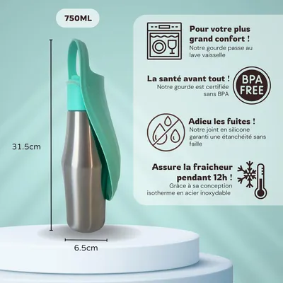 MCBOSON Gourde isotherme anti-fuite pour chien