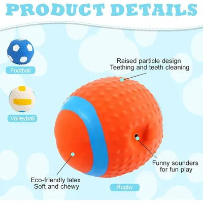 MCBOSON 3-teiliges Quietschball-Set für Hunde, interaktive Hundebälle MCBOSON 3-teiliges Quietschball-Set für Hunde, interaktive Hundebälle