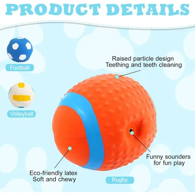 MCBOSON 3 Pièces Balle Chien Couineuse Balle Interactive pour Chien