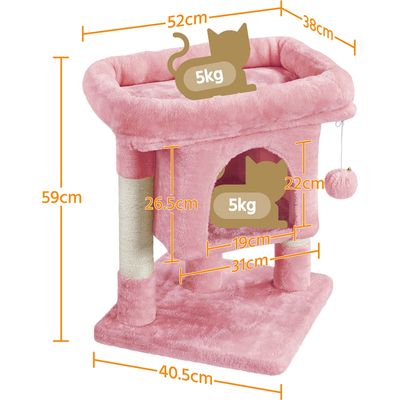 Arbre à Chat Design Avec Niche Tour Pour Chat Hauteur 59cm Rose