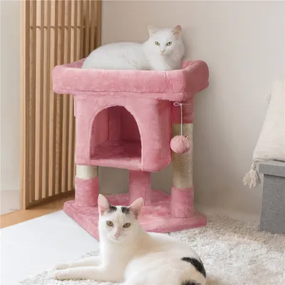 Arbre à Chat Design Avec Niche Tour Pour Chat Hauteur 59cm Rose