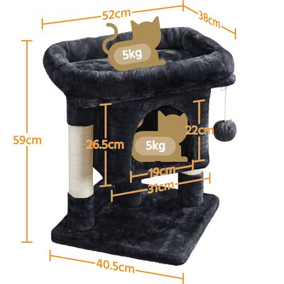 Arbre à Chat Design Avec Niche Et Plate-forme Arbre-griffoir Noir