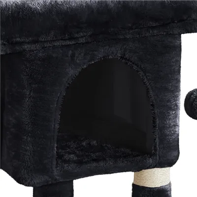 Arbre à Chat Design Avec Niche Et Plate-forme Arbre-griffoir Noir Arbre à Chat Design Avec Niche Et Plate-forme Arbre-griffoir Noir