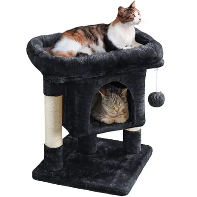 Arbre à Chat Design Avec Niche Et Plate-forme Arbre-griffoir Noir