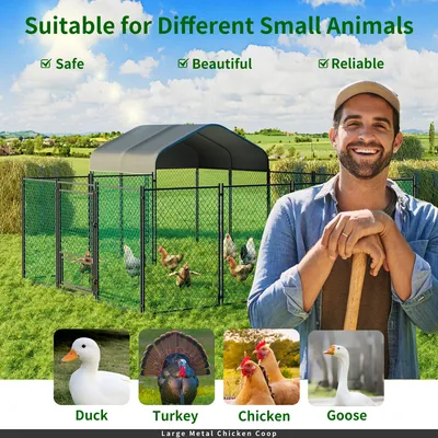 Enclos Poulailler 10 m² 4×3×1.5 M Parc Nylon avec Bâche Enclos Poules