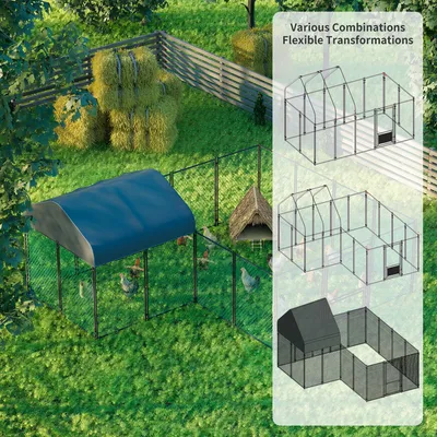 Enclos Poulailler 10 m² 4×3×1.5 M Parc Nylon avec Bâche Enclos Poules