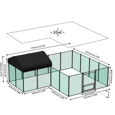 Enclos Poulailler 10 m² 4×3×1.5 M Parc Nylon avec Bâche Enclos Poules