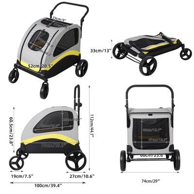 BINGOPAW Poussette Chien Pliable Chariot  avec séparateur amovible