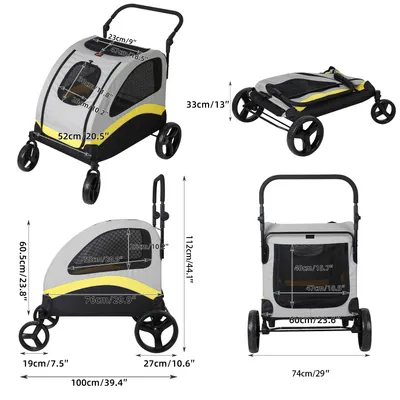 BINGOPAW Poussette Chien Pliable Chariot  avec séparateur amovible