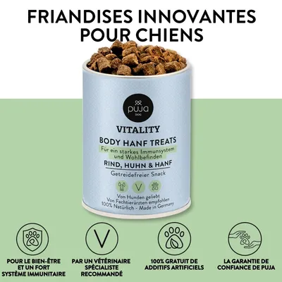 PUJA Body Treats des friandises au chanvre pour des chiens en bonne santé
