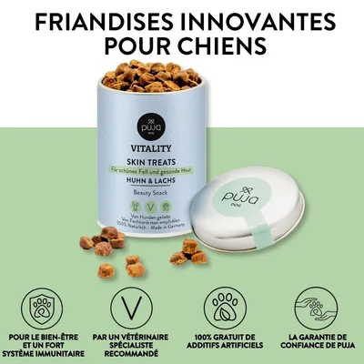 PUJA Vitality Skin friandises saines pour chiens pour un pelage brillant