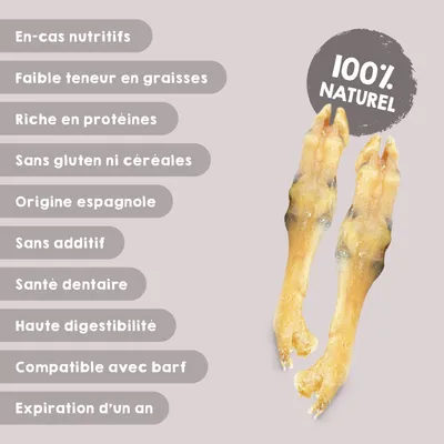 MAIKAI Lot 3 Pieds d'agneau Séchés - Friandises pour Chien 100% Naturelles